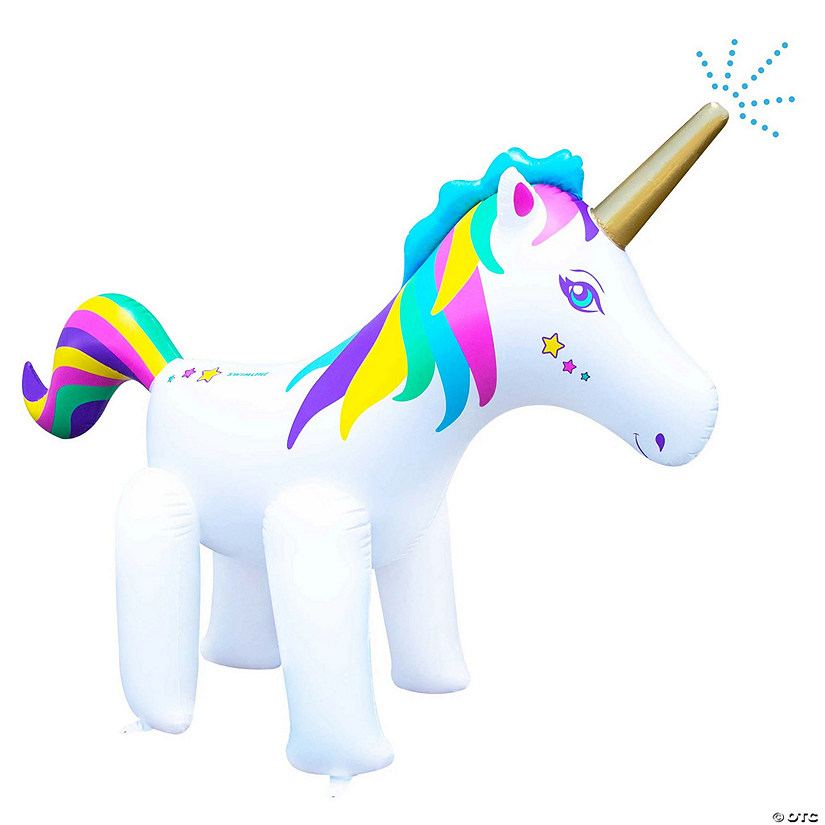 6ft Rainbow Unicorn Outdoor Inflatable Lawn Sprinkler Image