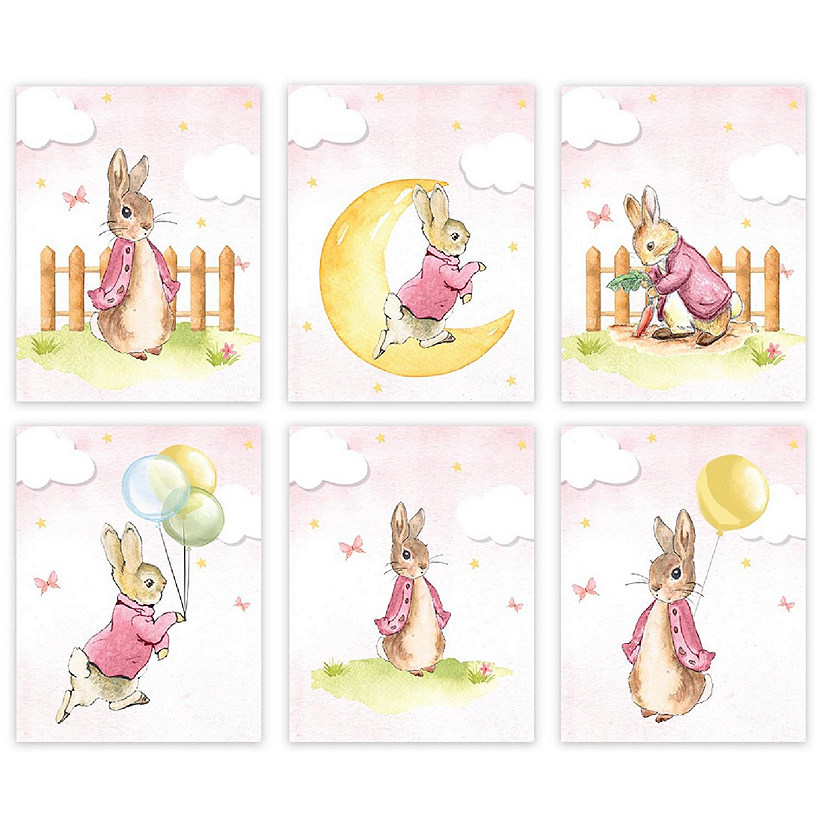 6Pc Peter Rabbit Watercolor Pink Graphic Image