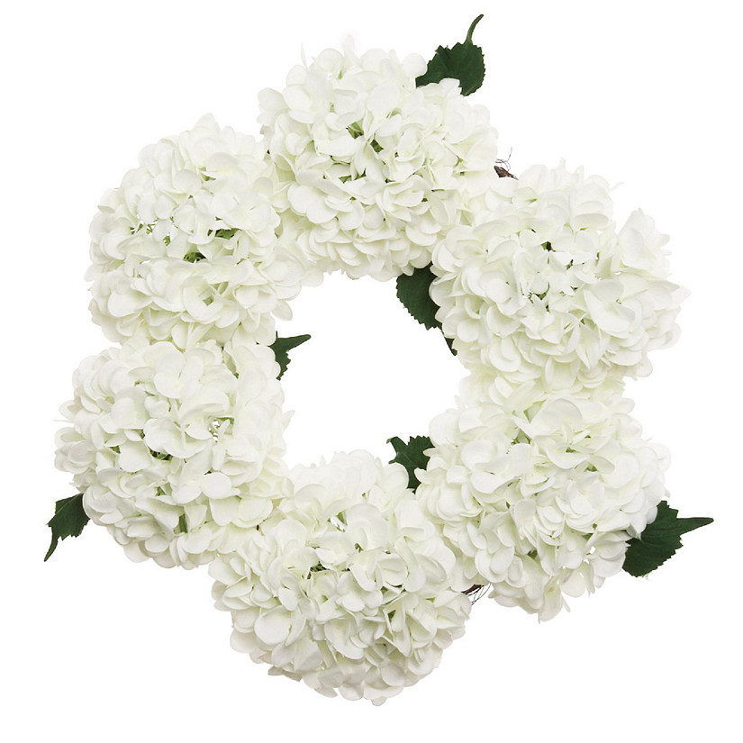 6pcs White 18" Hydrangea Wreaths - Elegant Christmas Decor Image