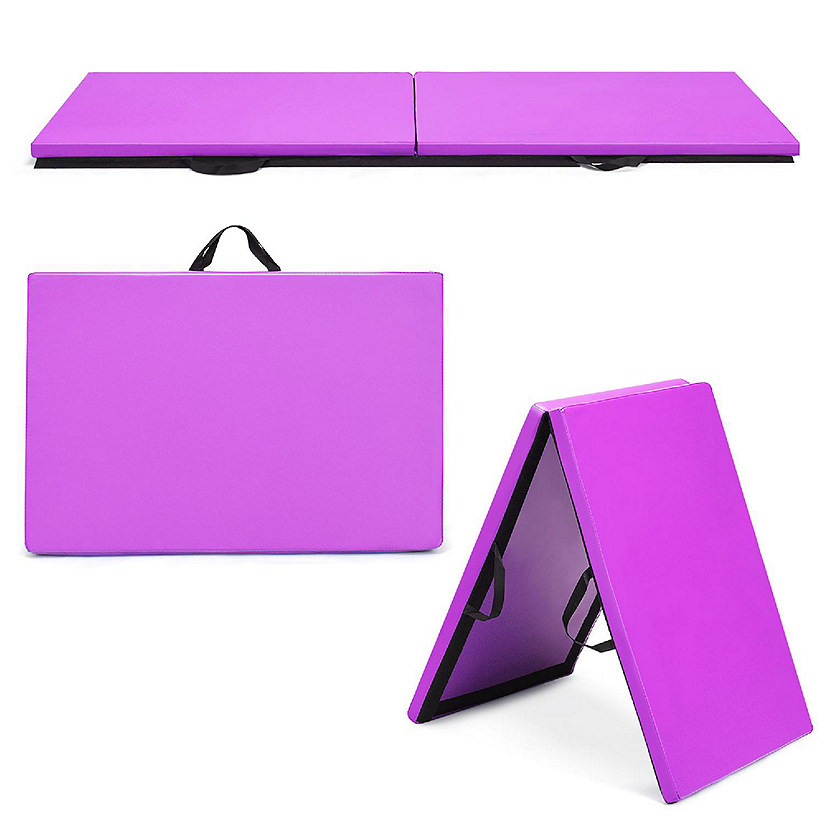 6'x2' x 1.6"Gymnastics Yoga Mat Thick Two Folding Panel Purple Portable Image