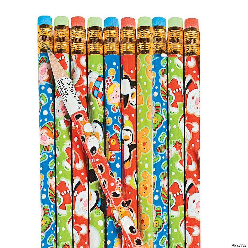 7 1/2" Bulk 144 Pc. Christmas Characters Wood Pencil Assortment Image