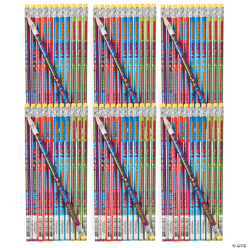 7 1/2" Bulk 144 Pc. I Love Reading Multicolored Wood Pencils Image