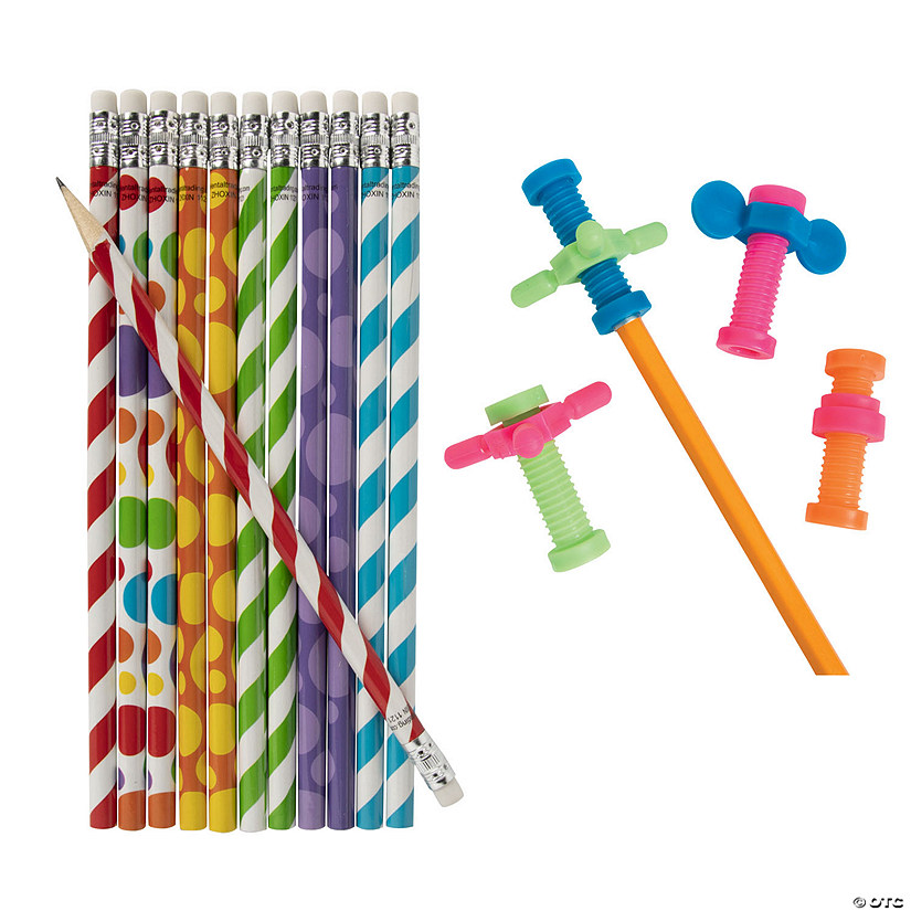 7 1/2" Bulk 96 Pc. Pencils with Fidget Toppers Handout Kit for 48 Image