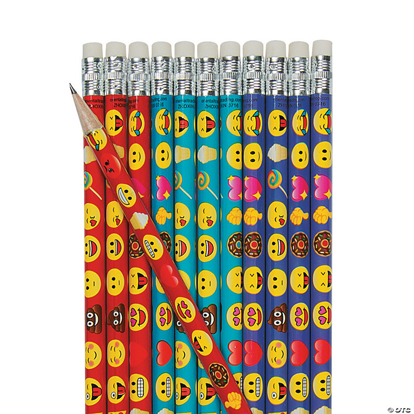 7 1/2" Emoji Face Multicolor Wood Pencils - 24 Pc. Image