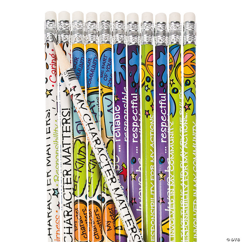 7 1/2" Good Character Sayings Multicolor Wood Pencils - 24 Pc. Image