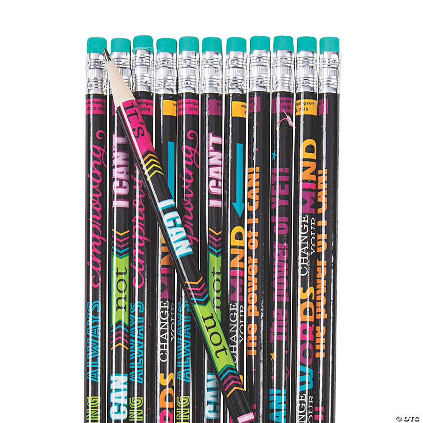 7 1/2" Growth Mindset Motivational Multicolor Wood Pencils - 24 Pc. Image