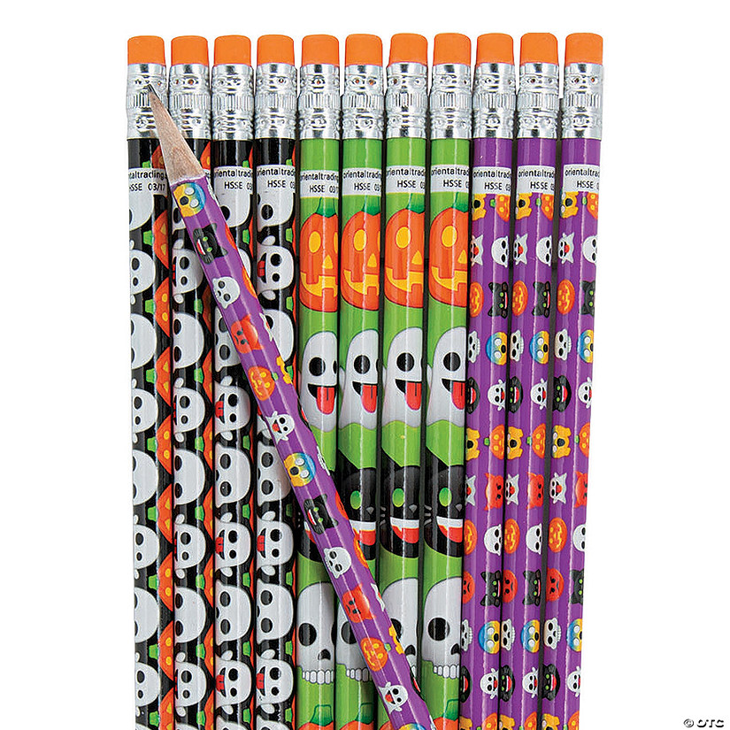 7 1/2" Halloween Emoji Icon Multicolor Wood Pencils - 24 Pc. Image