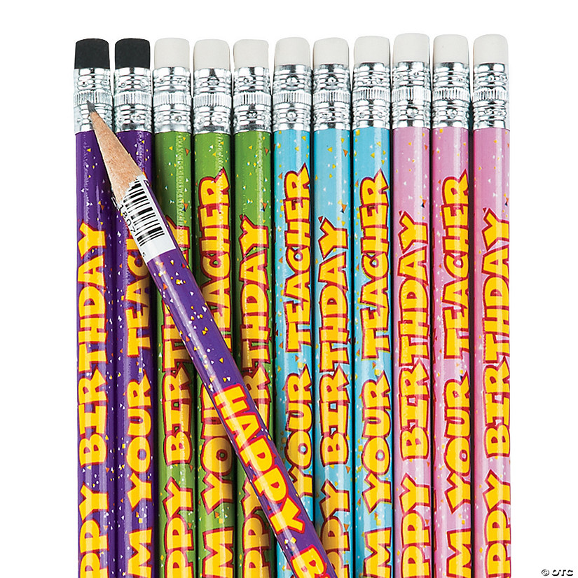 7 1/2" Happy Birthday From Your Teacher Wood Pencils - 24 Pc. Image