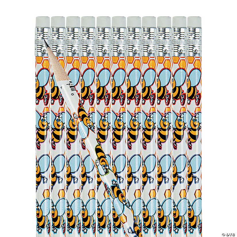 7 1/2" Happy Honey Bee Mutlicolor Wood Pencils - 24 Pc. Image