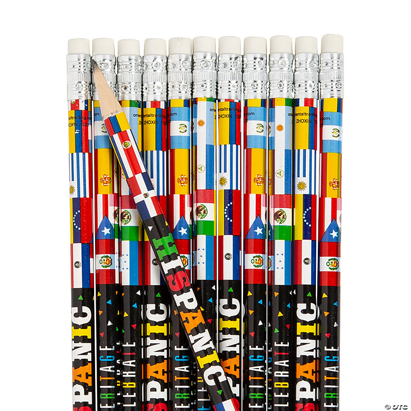 7 1/2" Hispanic Heritage Month Multicolor Wood Pencils - 24 Pc. Image