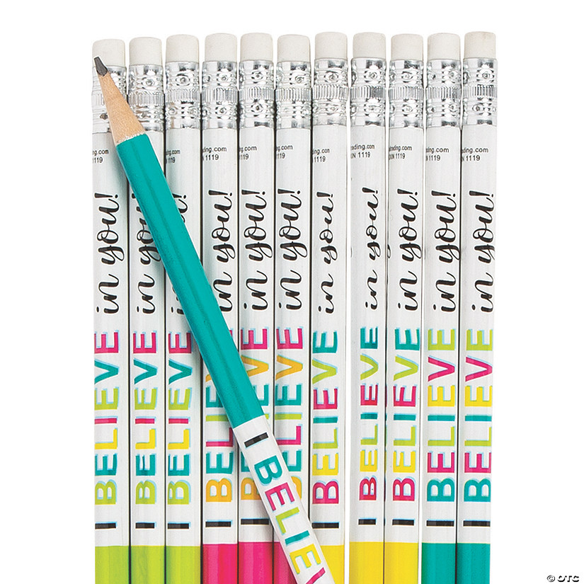 7 1/2" I Believe in You Bright Multicolor Wood Pencils - 24 Pc. Image