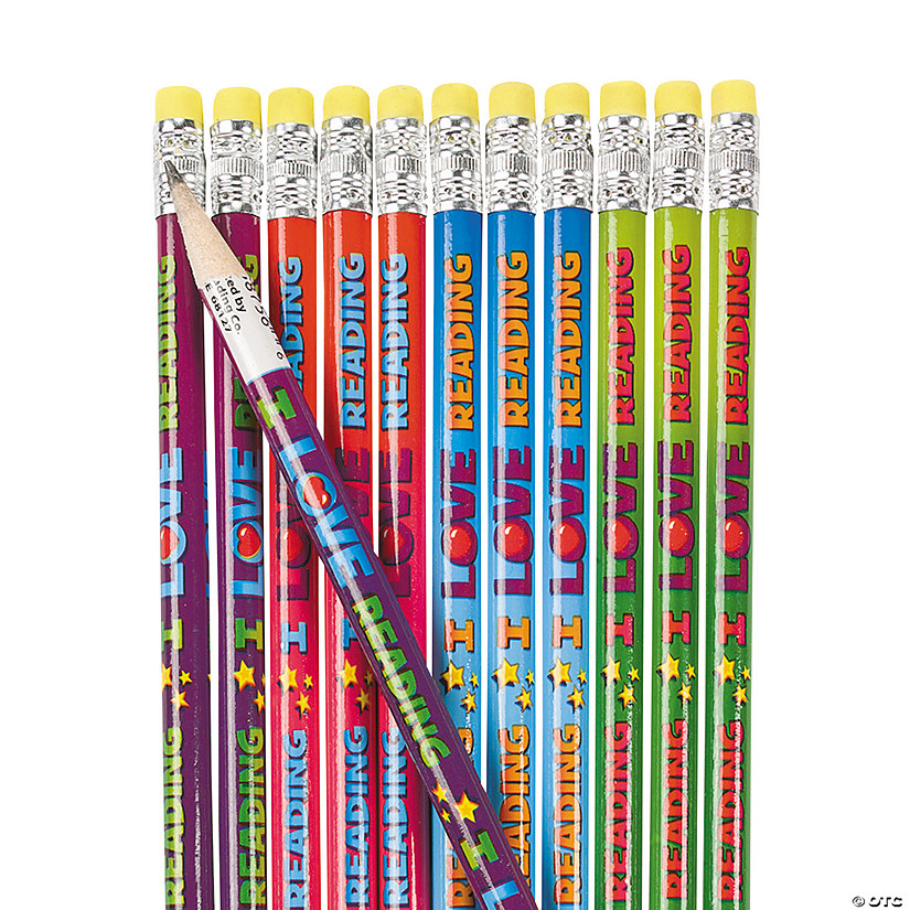 7 1/2" &#8220;I Love Reading&#8221; Bright Multicolor Wood Pencils - 24 Pc. Image