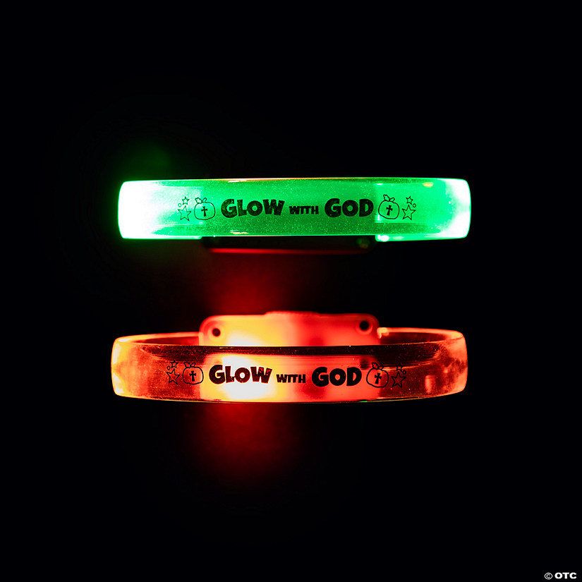 7 1/2" LED Light-Up Christian Pumpkin Plastic Bracelets - 12 Pc. Image