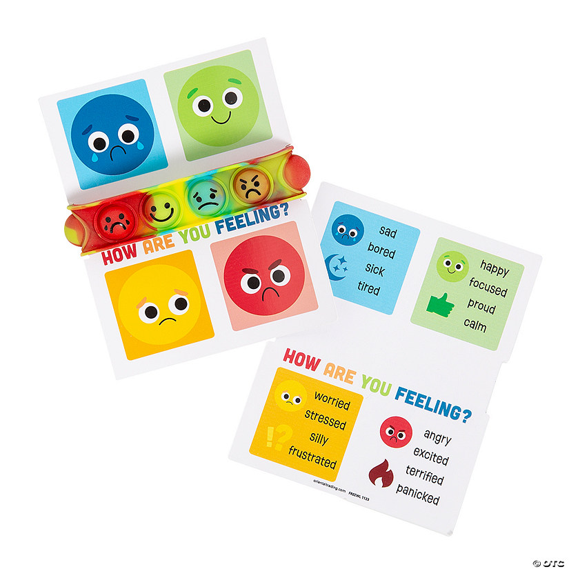 7 1/2" Social Emotional Learning Rubber Popping Bracelets on Card for 24 Image