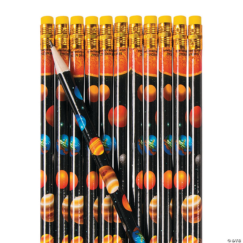 7 1/2" Solar System Planets Multicolor Wood Pencils - 24 Pc. Image