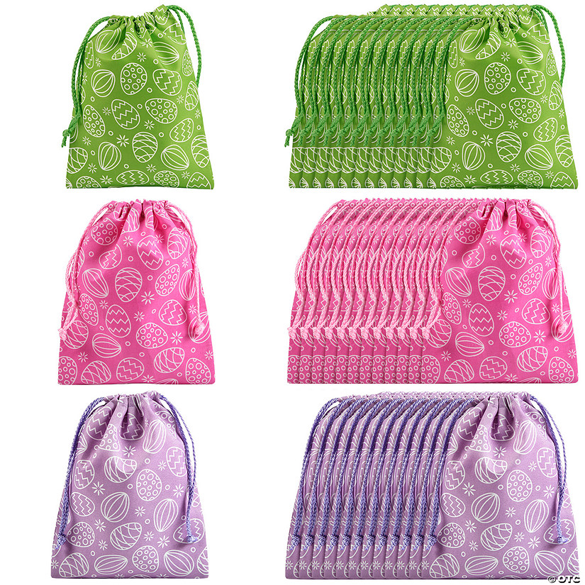 7 1/2" x 10" Pastel Easter Egg Print Drawstring Bags - 36 Pc. Image