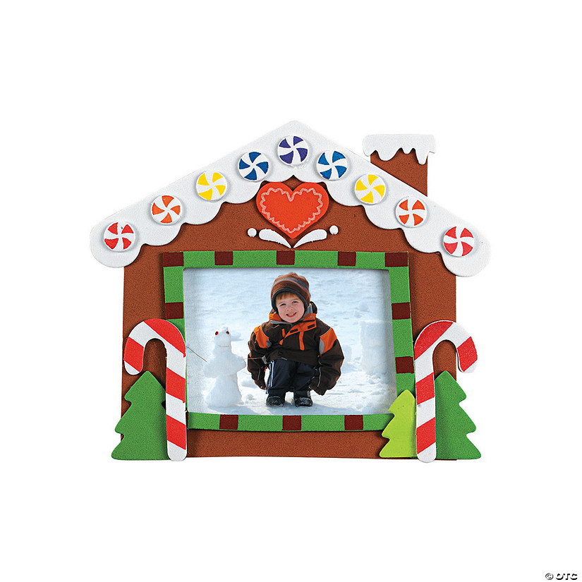 7 1/2" x 6 3/4" Gingerbread House Picture Frame Magnet Craft Kit - Makes 12 Image