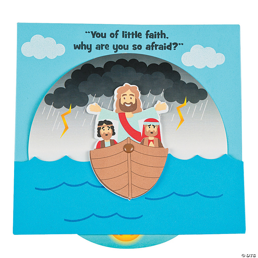 7 1/2" x 7" Jesus Calms The Storm Wheel Paper Craft Kit- Makes 12 Image