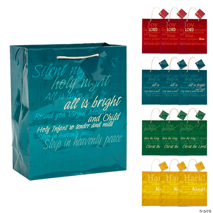 7 1/2" x 9" Medium Religious Hymn Gift Bags with Tags - 12 Pc. Image