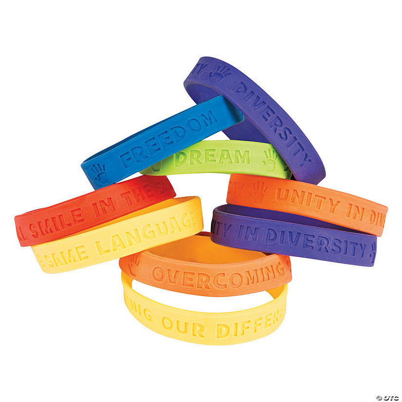 7 1/4" Brightly Colored Diversity Rubber Bracelets - 24 Pc. Image