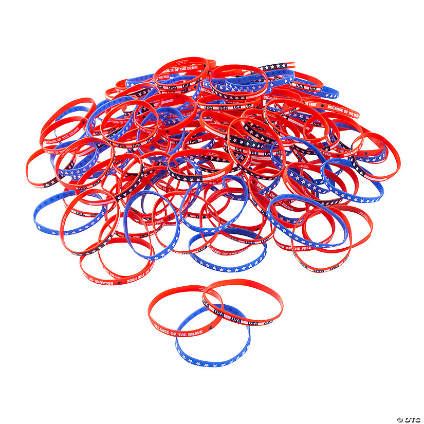 7 1/4" Bulk 240 Pc. Patriotic Thin Band Silicone Bracelets Image