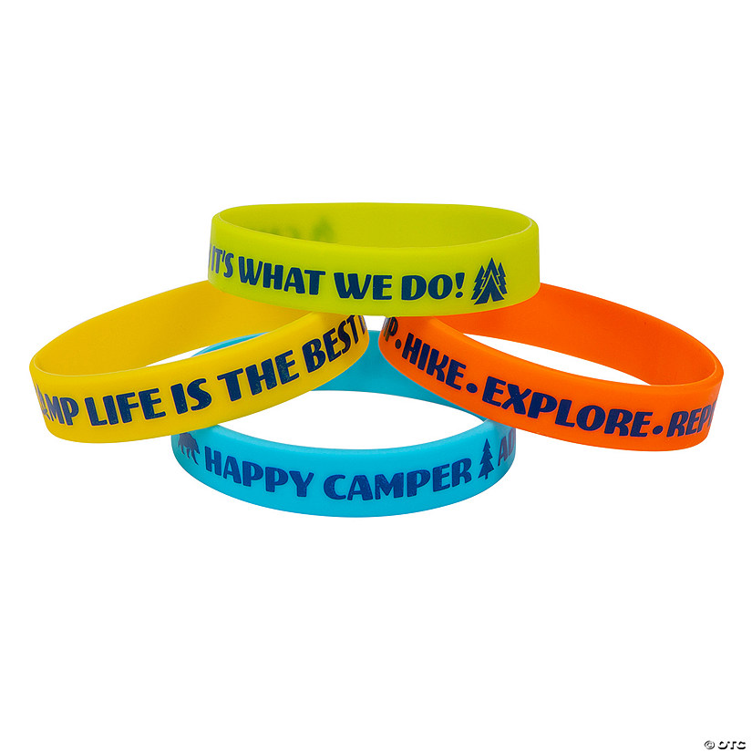 7 1/4" Camp Theme Brightly Colored Rubber Bracelets - 24 Pc. Image