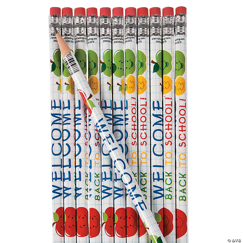 7 1/4" Welcome Back to School Happy Fruit Wood Pencils - 24 Pc. Image