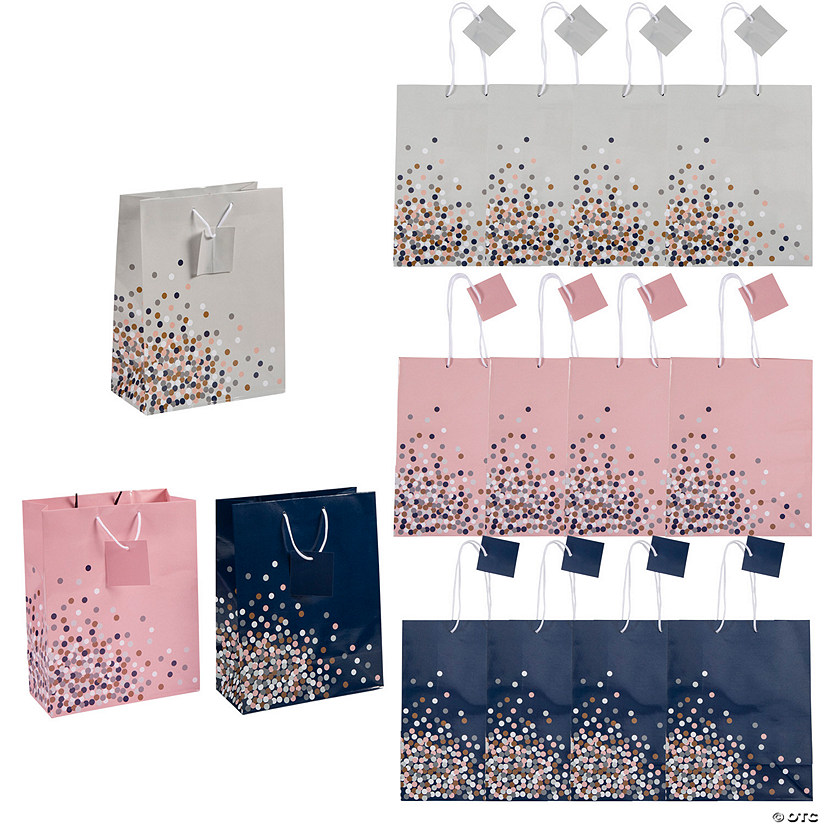 7 1/4" x 9" Confetti Design Paper Gift Bags - 12 Pc. Image