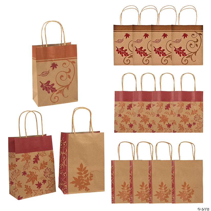 12 Pack Gift Bags Medium with Tissue bags, Kraft Paper Bag with Ribbon  Handle