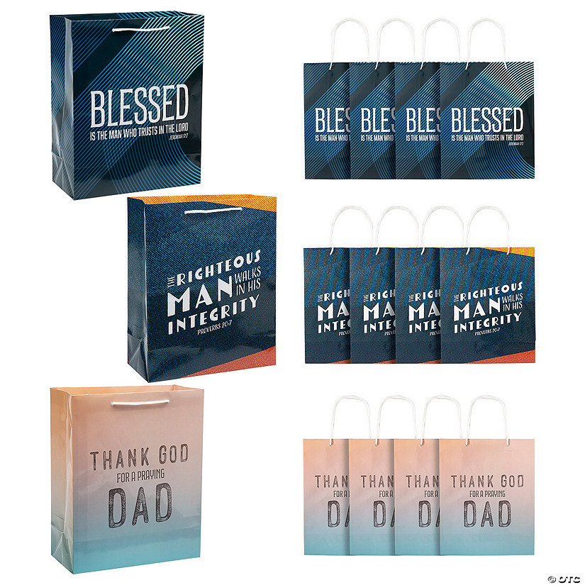 7 1/4" x 9" Medium Religious Father&#8217;s Day Paper Gift Bags - 12 Pc. Image