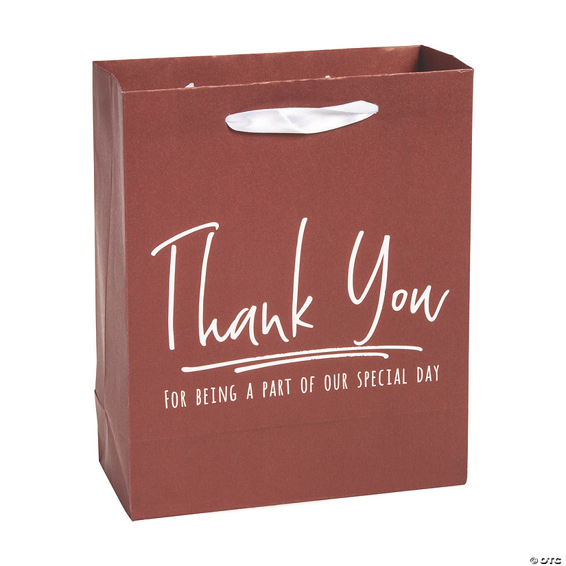 7 1/4" x 9" Medium Wine Colored Thank You Gift Bags - 12 Pc. Image
