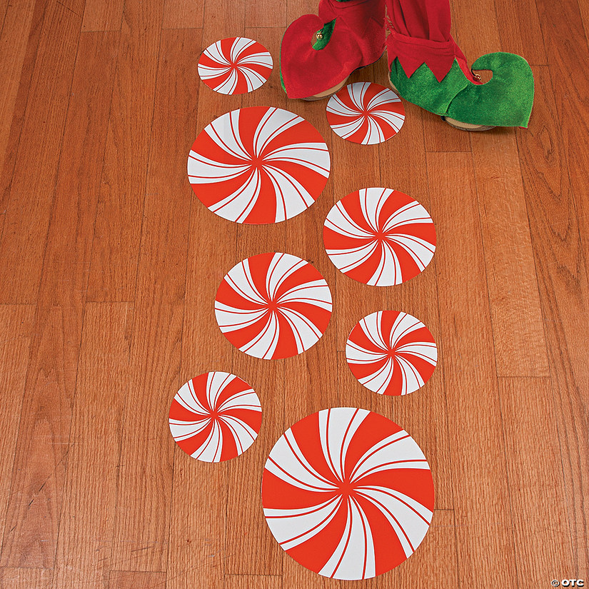 7" - 12" Peppermint Discs Vinyl Classroom Floor Decals - 8 Pc. Image