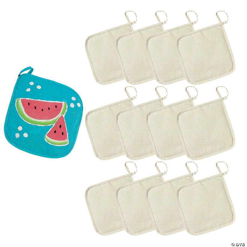 7 3/4&quot; DIY Design Your Own Canvas Pot Holder Crafts - 12 Pc. Image