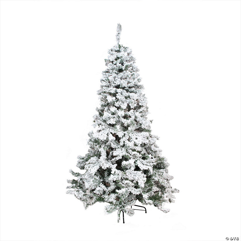 7.5' Green Heavily Flocked Pine Medium Artificial Christmas Tree - Unlit Image