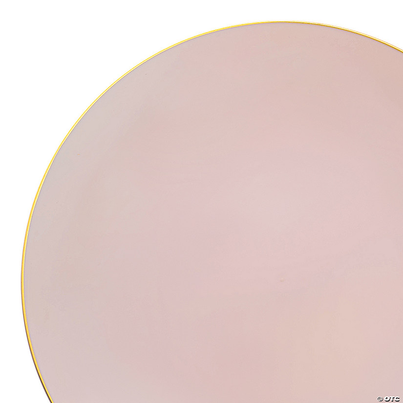 7.5" Pink with Gold Rim Organic Round Disposable Plastic Appetizer/Salad Plates (70 Plates) Image