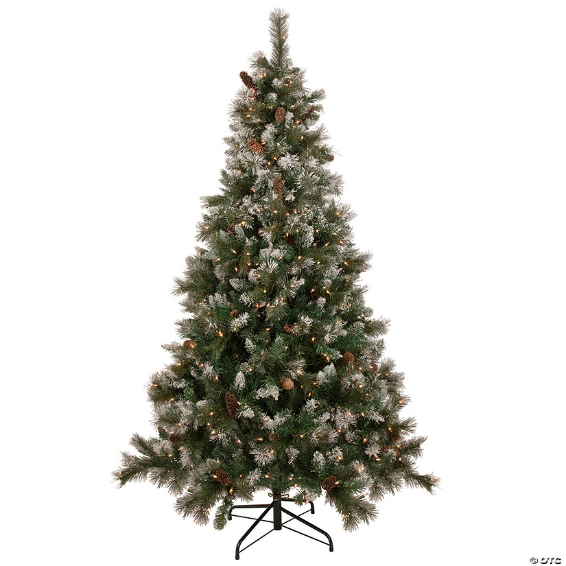 7.5' Pre-lit Snow Valley Pine Artificial Christmas Tree  Clear Lights Image