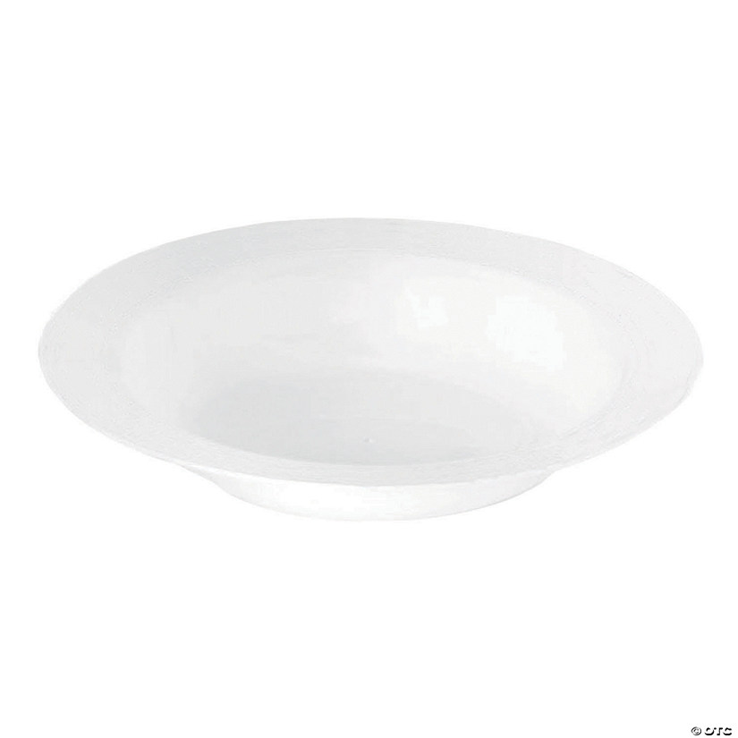 7.5" Solid White Edge Rim Round Disposable Plastic Soup Bowls (120 Bowls) Image