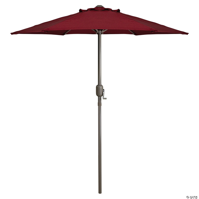 7.5ft Outdoor Patio Market Umbrella with Hand Crank, Burgundy Image