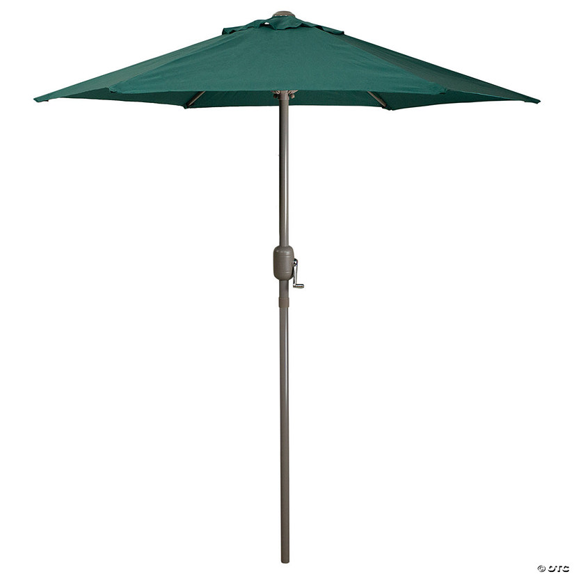 7.5ft Outdoor Patio Market Umbrella with Hand Crank, Hunter Green Image