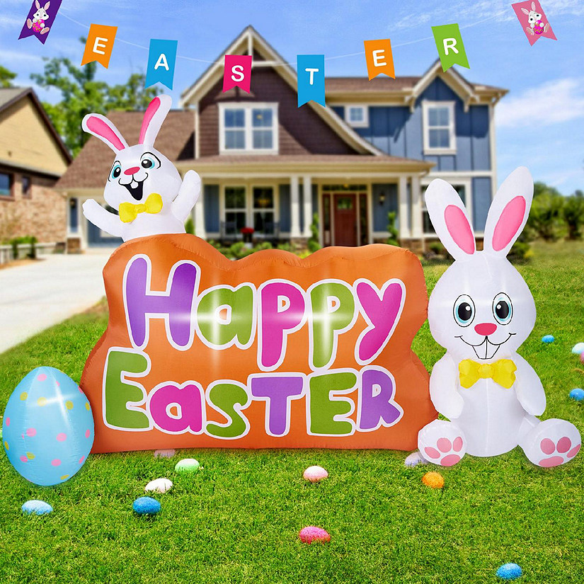 7.74FT Easter Inflatable Bunny Outdoor Decorations with Built in LED Lights Image