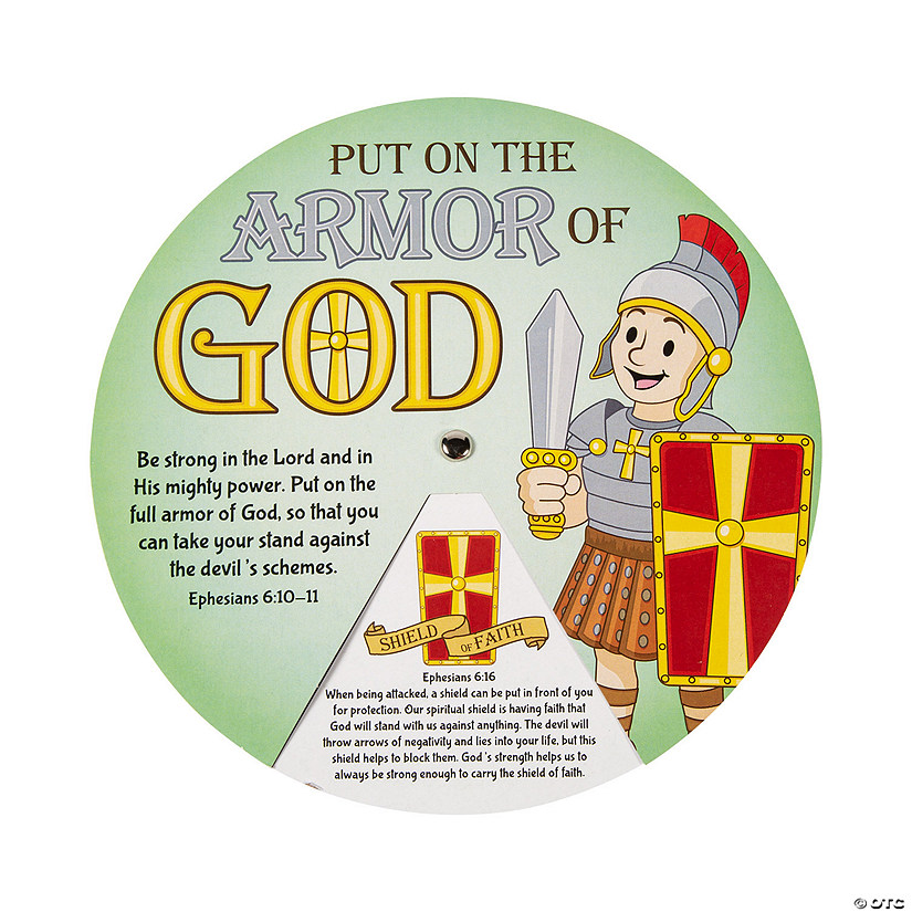 7" Armor of God Bible Verse Cardstock Learning Wheels - 12 Pc. Image