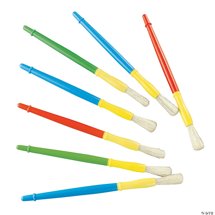 7" Bright Colors Chubby Plastic Paintbrushes - 12 Pc. Image