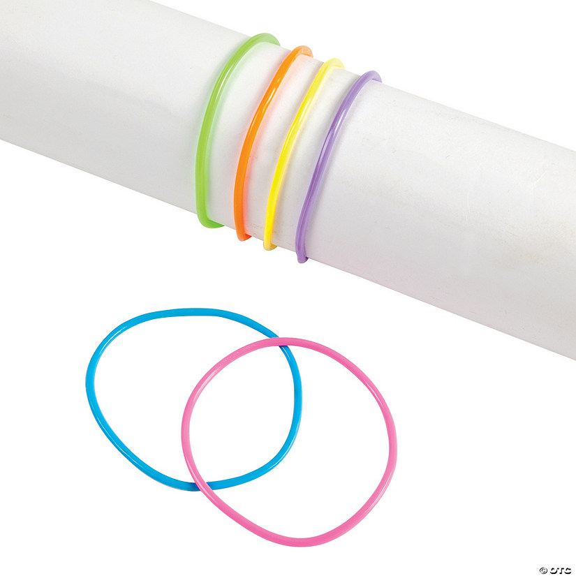 7" Bulk 144 Pc. Classic Neon Solid Color Vinyl Jelly Bracelets Image