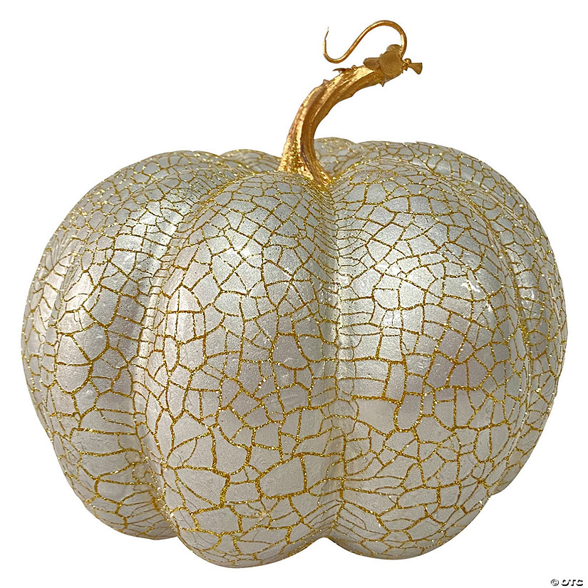 7" Champagne Gold Crackled Fall Harvest Pumpkin Decoration Image