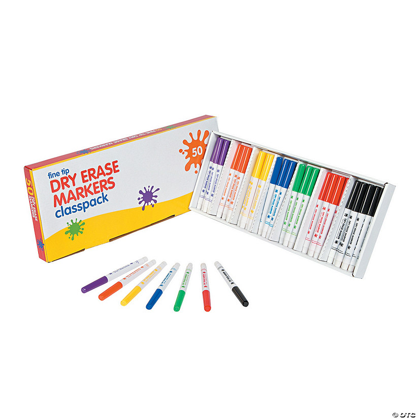 7-Color Fine Tip Dry Erase Markers Pack - 1 Box Image
