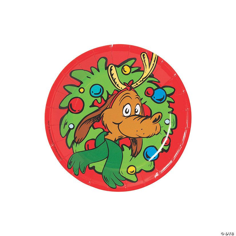 7" Dr. Seuss&#8482; The Grinch Max Multicolor Paper Dessert Plates - 8 Ct. Image