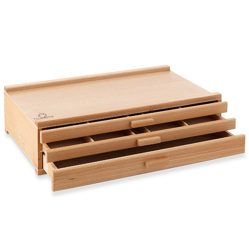 7 Elements Artist Wooden 3-Drawer Storage Box for Art Pastels, Pencils, Brushes and Tools Image
