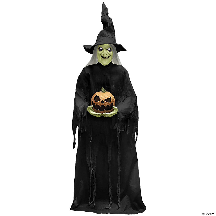 7 Ft. Animated Light-Up Green Witchy Witch Halloween Decoration Image