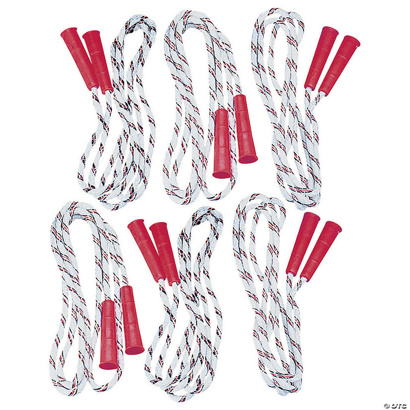 7 Ft. Black & Red Spiral Nylon Jump Ropes with Plastic Handles - 6 Pc. Image