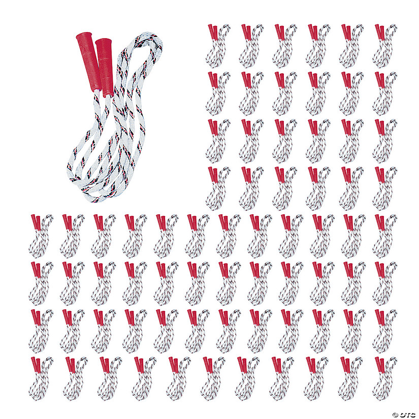 7 Ft. Bulk 72 Pc. Black & Red Spiral Nylon Jump Ropes with Plastic Handles Image